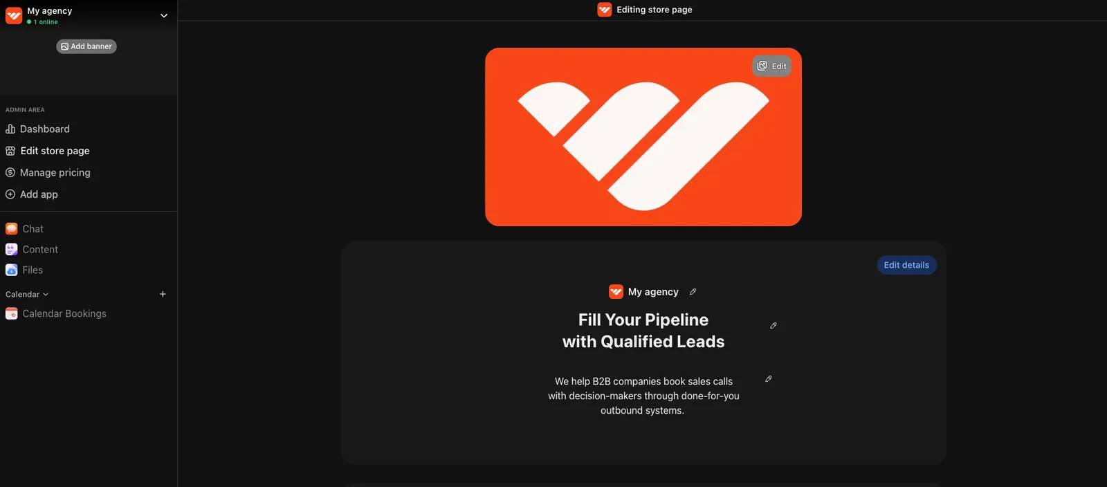 Agency store page