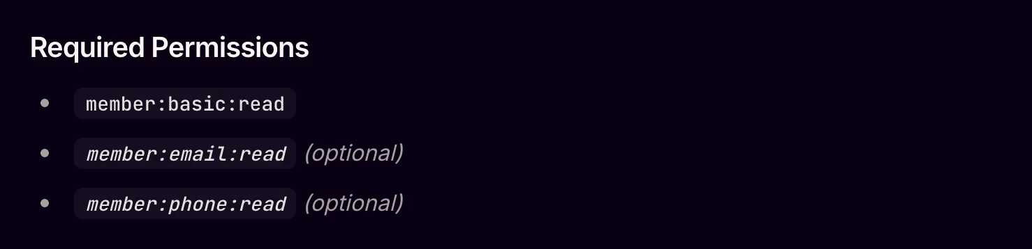 SDK Reference Permissions