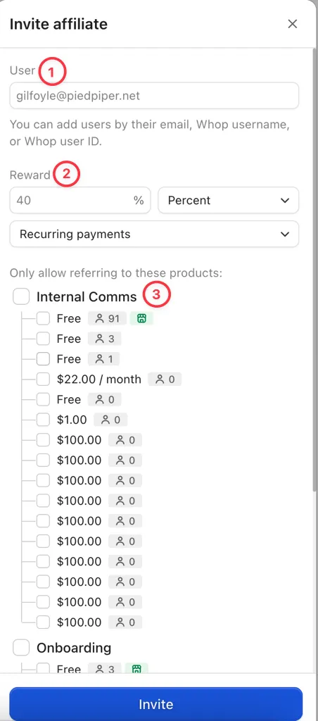 Set the commission